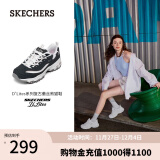 斯凯奇（Skechers）女鞋秋冬小白鞋蕾丝休闲运动熊猫鞋黑色增高厚底老爹鞋11959 深海军蓝色/白色/NVW 35