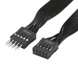 尘土ATX前置音频线 电脑主板前置音频延长线 USB 2.0延长 9针 公对母连接 黑排线 HD AUDIO 9PIN连接线 主板前置USB 9针公对母延长线 20CM