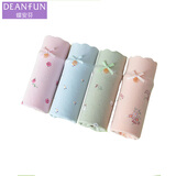 蝶安芬（Deanfun）女士内裤95%棉性感蕾丝中腰无痕印花女式三角短裤四条礼盒一 XL