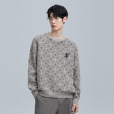 太平鸟男装毛衣满版提花斯文刺绣宽松毛衫秋冬 烟灰3（大阔） XXL 