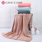 洁丽雅A类毛巾成人情侣柔软吸素色简约珊瑚绒浴巾男女家用速干裹巾 A类素雅浴巾-浅棕 360g
