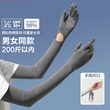 目丸冰袖防晒袖套男女防紫外线冰丝袖套手套开车钓鱼防滑触屏防晒护袖 摩卡灰-纯色 均码【可调节】