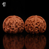 山中玉文玩核桃把玩手盘玩狮子头古玩中秋礼物男 黑金款40-41MM四座楼