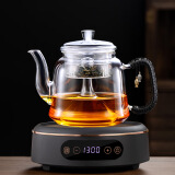 扬器加厚蒸煮茶壶纯玻璃喷淋式蒸茶器大容量烧水泡茶壶智能电陶炉套装 加厚B款+雅黑色智能炉 1件