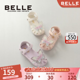 百丽（Belle）童鞋女童包头鞋凉鞋夏季儿童公主鞋宝宝鞋软底防滑小童鞋子水晶鞋 星光米 29码 适合脚长182mm