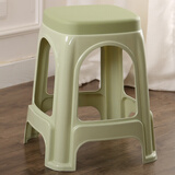 UOSU加厚塑料凳子 防滑带盖家用客厅餐桌凳高凳熟胶凳浴室方凳 北欧绿带盖子(大号坐高46cm)