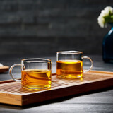 宣室堂泡茶壶家用茶壶新款飘逸杯耐热玻璃内胆泡茶杯一键茶水分离杯茶具 直把杯2只装130ml