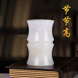 星星点灯玉石笔筒书房办公室玉雕装饰摆件文房四宝圆筒花器送老师创意礼品 白玉笔筒（尺寸约7*11cm）
