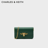 CHARLES&KEITH巴洛克金属链条单肩小方包婚包包女包女士生日礼物CK2-70681053 Dark Green深绿色 S