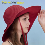 SUNDAY AFTERNOONS女士大檐渔夫防晒帽编织草帽遮阳防风绳沙滩度假海边便携带 红色 M（建议头围54-58cm）