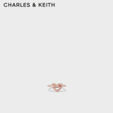 CHARLES&KEITHCK5-320300女士圈定系列半宝石饰爱心戒指 Rose Gold玫瑰金色