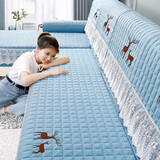 梓晨【超防滑】沙发垫四季通用简约坐垫子布全包沙发罩套靠背巾盖布巾 芷天【刺绣升级款】 90*210cm（加大三人位）