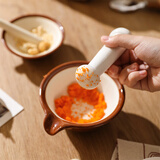 舍里中式陶瓷研磨碗厨房捣蒜臼手动宝宝辅食研磨器家用芝麻果泥研磨钵 大号研磨碗+陶瓷研磨棒 研磨细腻|精准控量