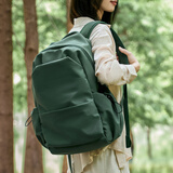 MOONMIX书包女大容量旅游背包大学生休闲旅行双肩包高中生户外登山电脑包 墨绿色