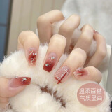 希玲妃美甲贴片穿戴甲假指甲果冻胶美甲可拆卸带工具 格纹甜心【中款】24片