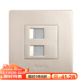 公牛墙壁插座G07系列二位电脑带电话插座 86型面板G07T212(U6)香槟金