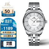 上海（SHANGHAI）手表男士自动机械表 国民系列 商务经典SH3008K-1白条钉版