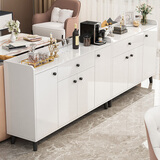 柯诺苏茶水柜餐边柜子储物柜客厅靠墙置物柜轻奢茶柜置物架收纳柜备餐柜 【实木丨送货上门】优雅暖白色210*30*84cm