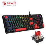双飞燕（A4TECH） 血手幽灵S510真机械键盘有线游戏轻音霓虹混彩背光宏编程104键带双拼色键帽 S510R线性感红轴轻音发光版