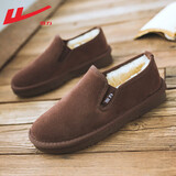 回力（Warrior）官方棉鞋冬季男鞋雪地靴户外棉拖一脚蹬面包鞋情侣豆豆鞋 棕色41