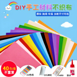 Aseblarm不织布手工diy材料包幼儿园环创材料彩色无纺布免裁剪大张毛毡布 40色/套(15x15cm)不重复 附赠/16枚针21色线10G棉花胶水