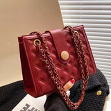 星昔红色结婚包包女2023新款高级质感秋冬菱格单肩包斜挎包婚礼新娘包 红色