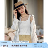 茵曼（INMAN）吊带纯欲T恤上衣2025夏季多色无袖显瘦简约休闲百搭圆领女士上衣 月牙白 S