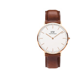 丹尼尔惠灵顿（DanielWellington）dw手表男 简约石英男士手表时尚欧美腕表 生日礼物送男友 白盘无纹棕皮带丨男表40MM-DW006