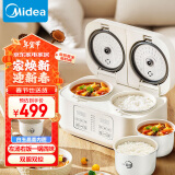 美的（Midea）【国家补贴】双胆电饭煲电饭锅白玉晶釜内胆1-3人香弹饭煲仔饭功能家用智能电饭煲白色MB-RC328