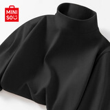 名创优品（MINISO）半高领打底衫男秋冬青少年男装长袖T恤男女情侣加厚德绒长袖体恤 【加厚半高领】黑色(纯色) 2XL 185 (体重160-180斤)