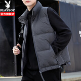 花花公子（PLAYBOY）羽绒马甲男秋冬季潮流新品保暖男士休闲韩版坎肩背心上衣男装 灰色 L