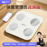 香山体脂秤 智能体脂称体重秤电子秤人体秤家用减肥 22项健康数据蓝牙连接APP 白【电池款】
