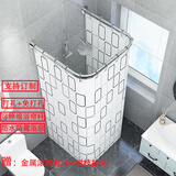 誉品丰茂 304不锈钢浴帘杆浴帘套装免打孔\打孔U型可伸缩加厚卫生间淋浴房 U型（宽80cm)+浴帘