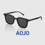 aojo太阳镜防晒眼镜防紫外线太阳镜女开车驾驶专用墨镜男士SG213 C1暗夜黑