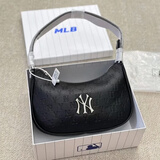 FAVES MLBmlb包包腋下包饺子包ny洋基队包单肩包女包月牙包 皮质黑色洋基队压花