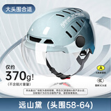 蓝极星超轻骑士头盔电动摩托车透气头盔夏季男女头盔轻便半盔夏日清凉盔新国标3C认证A类 远山黛XL【大头围58-64cm】 标配透明短镜