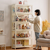 木马人手办展示柜乐高亚克力陈列柜子展示架玻璃化妆品货架家用产品置物 奶油白-六层60长