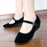 布舍元女平底单鞋酒店黑色服务员饭店宾馆礼仪舞蹈老北京布鞋2W10 35码