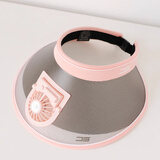 目丸儿童遮阳帽夏季男孩空顶帽宝宝防紫外线风扇帽男童防晒帽太阳帽子 粉色 3#13CM带风扇