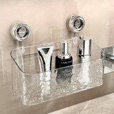 尊慕斯浴室旋转吸盘置物架废弃洗脸巾二次收纳盒卫生间免打孔壁挂牙刷架 吸盘收纳筐/透明大号【1个】