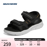 Skechers男鞋2024年夏季透气凉鞋户外沙滩鞋魔术贴外穿鞋237286