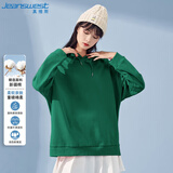 真维斯（Jeanswest）卫衣女连帽2026春夏款宽松显瘦ins潮长袖帽衫外套纯色墨绿色S