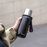 乐扣乐扣（LOCK&LOCK）保温杯便携硅胶提手男女简约随行保温保冷水杯子500ml黑色