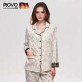 ROVO纯棉孕妇月子服睡衣产后哺乳100%纯棉开衫套装喂奶专用居家服 水墨画 L（适合于120-140斤）