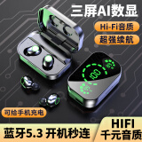 ZHYCP【柏林之声 顶配新款】蓝牙耳机补贴适用索尼真无线超长续航大电量迷你双耳入耳式降噪运动苹果 尊贵黑（数显/高清镜面/9D音效）