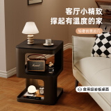 铁知音轻奢沙发边几个性创意几何设计520现代简约边柜设计师创意小角几 黑色+纯黑岩板【现货速发】