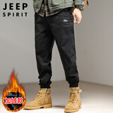 JEEP SPIRIT吉普工装裤男秋冬季运动束脚裤子男士休闲男裤 黑色加绒 2XL