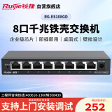 锐捷（Ruijie）8口千兆交换机 RG-ES108GD 企业级铁壳非网管桌面型交换器分流器 办公家用宿舍即插即用分线器