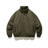 7家优品中性美拉德咖啡色竖条纹棉服男日系复古cleanfit百搭情侣棉衣外套 QYRJ-Y20绿色 XL