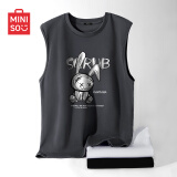 名创优品（MINISO）背心男健身运动坎肩夏季薄款马甲纯棉透气体恤衫潮男装无袖上衣服  深灰(捣蛋兔) XL 180(体重140-160斤左右)